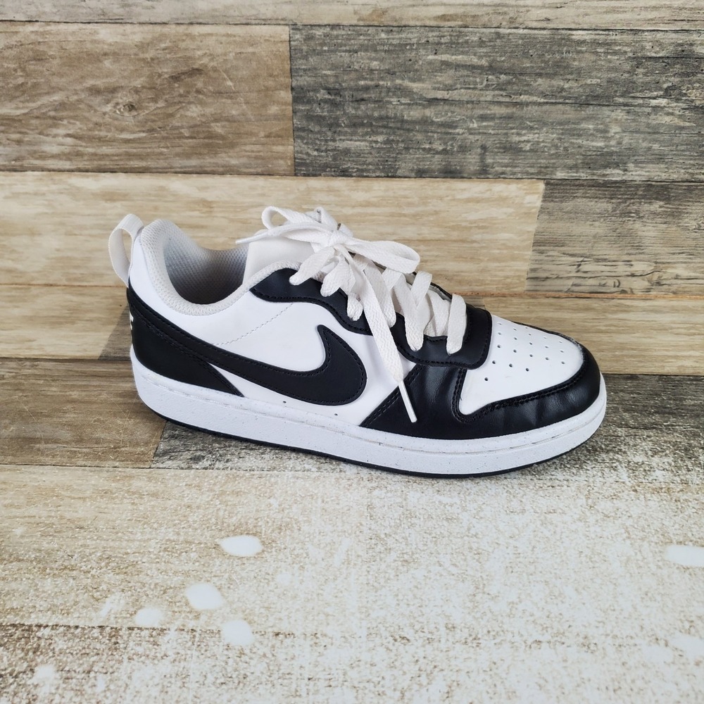 Nike Court Borough Low Recraft Youth Shoes Sz 4 4Y Black White Lace Up *read*